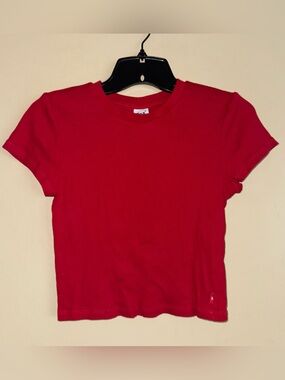 TNA Aritzia Red Ribbed Baby Tee Short Sleeves Size M NWOT!
